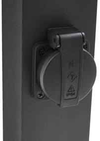 Vonkajšia lampa čierna so zemným hrotom a káblovou priechodkou 65 cm vrátane zásuvky IP44 - Baleno