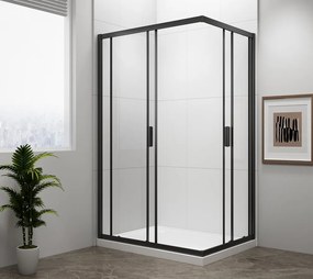 Polysan Polysan, EASY BLACK obdĺžniková sprchová zástena 900x800mm, číre sklo, EL5315B