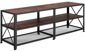 tectake 404541 televízny stolík - 141 cm, industriálne drevo tmavé, rustikálne