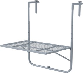 Outsunny skladací upínací balkónový stolík, 4 polohy výšky, 60 × 40 cm – sivý | Aosom