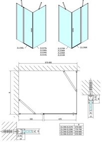 Polysan Polysan, ZOOM obdĺžniková sprchová zástena 900x1000mm, L/P varianta, ZL1390ZL3210