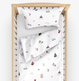 Goldea vianočné bavlnené obliečky do detské postieľky - vianočné symboly 90 x 130 a 40 x 60 cm