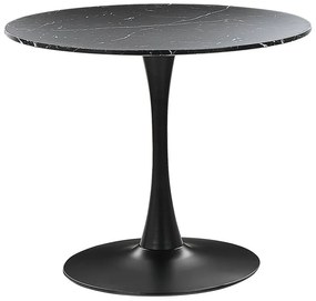 Okrúhly jedálenský stôl ⌀ 90 cm s mramorovým efektom čierny BOCA Beliani