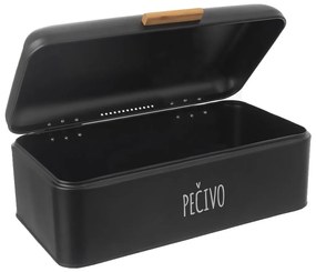 Chlebník čierny, veľký s nápisom PEČIVO, plechový
