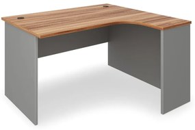 Rohový stôl SimpleOffice 140 x 120 cm, pravý, orech vlašský / sivá