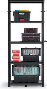 Prosperplast Regál plastový 5 políc STACKARO MIDDLE 74 x 36 x 172,5 cm - čierny