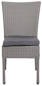 4x Stolička a stola HWC-G19, polyratan, 120x75cm - sivá, vankúše tmavosivá