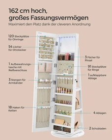 Otočná šperkovnica so zrkadlom JJC007W02