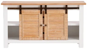 furniture-nabytek.cz - Masívna skrinka pod umývadlo Capera z borovice a MDF, lakovaná, biela a hnedá – 140×45×75 cm