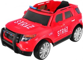 Ramiz Hasičský vozík SUV na batérie pre deti + sirény + svetlá + megafón + diaľkové ovládanie