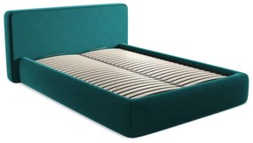 Tyrkysovomodrá čalúnená dvojlôžková posteľ s úložným priestorom s roštom 180x200 cm Kiana – Makamii