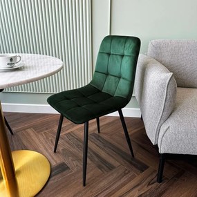 Jedálenská stolička DENVER zamatová, čierna / tmavozelená