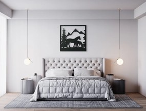 drevko 3D obraz Kobyla so žriebätkom Rozmer obrazu: 32,5 x 32,5 cm, Farba dekorácie: Čierna