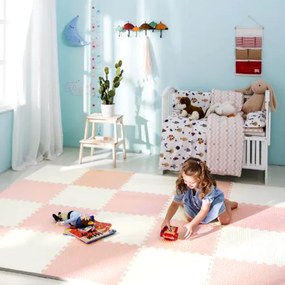 Ricokids veľká penová podložka na puzzle 60x60 cm 4 ks broskyňová a biela