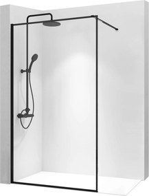 Bezrámová sprchová zástena REA BLER 110 cm, čierna/transparent - bez vaničky