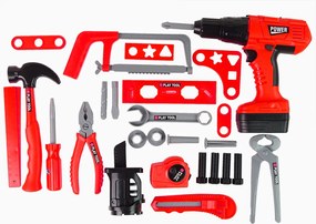 LEAN Toys Sada pre údržbárov Skrutkovač Batéria Kladivo Píla