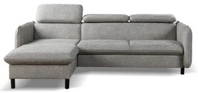 Rozkladacia rohová sedacia súprava do tvaru L s úložným priestorom NISA, sivá, ľavé prevedenie