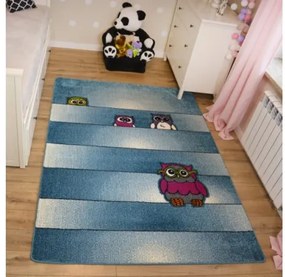 Detský koberec Kids Sovy modrý C412