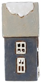 Vianočná dekorácia Zimný domček, keramika, na čajovú sviečku, sivá