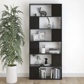 vidaXL Knižnica/deliaca stena lesklá čierna 80x24x186 cm drevotrieska-