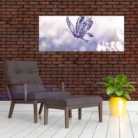 Obraz - Motýľ a levanduľa (120x50 cm)