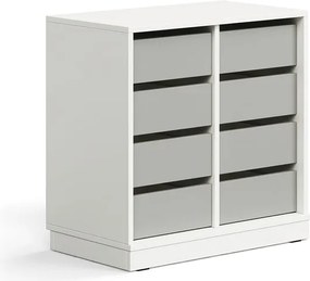 Úložná skrinka CASPER, 8 zásuviek, so soklom, biela/šedá