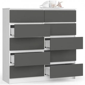 Komoda K120 10SZ CLP biela / sivá