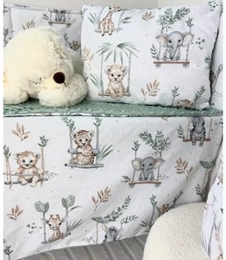 INTERMEDIC SK Set Intermedic do kočíka Animals/minky zelená 100x75/40x30 cm