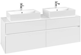 VILLEROY &amp; BOCH Collaro závesná skrinka pod dve umývadlá na dosku, 4 zásuvky, 1600 x 500 x 548 mm, White Matt, C13700MS