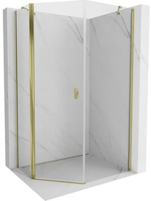 Mexen Mist, päťuholníkový sprchový kút výklopný 80 x 100 cm, číre sklo, zlatý lesklý profil, 8A8-080-100-50-00