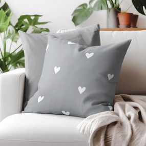 Goldea bavlnená obliečka na vankúš - srdiečka na sivom 40 x 40 cm