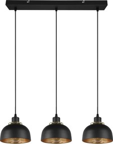 Závesné stropné osvetlenie Punch, čierno-zlatá, 3 svietidlá