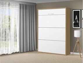 Nabytekmorava Sklápacia posteľ VS 1054 P - 200x160 cm A nosnosť postele: štandardná nosnosť, farba lamina: buk/biele dvere