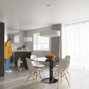 Závesné svietidlo Saturno Slim, 1x biele textilné tienidlo, (biely plast), (fi 70 cm)