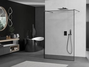 Mexen Kioto, sprchová zástena Walk-In 100 x 200 cm, 8mm sklo čierny vzor, grafitový profil, 800-100-002-66-70