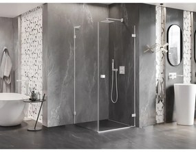 Mexen Lunar-B L pravý výklopný sprchový kút 90 x 90 cm, číre sklo, biela, 832L-090-090-20-00-P