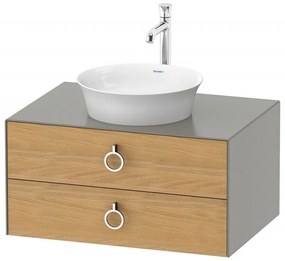 DURAVIT White Tulip závesná skrinka pod umývadlo na dosku, 2 zásuvky, 800 x 550 x 408 mm, dub prírodný masív/kameňovo šedá matná, WT49900H592