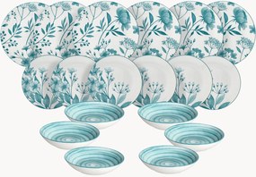 Porcelánová súprava riadu Madison Coralie Teal, 6 osôb, 18 ks