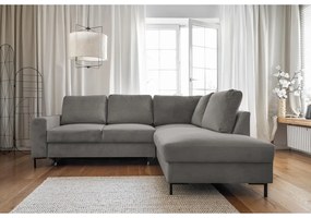 Sivá menčestrová rozkladacia rohová pohovka (pravý roh) Lofty Lilly – Miuform