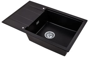 Gamma Modern 8010, 1-komorový granitový drez 800x500x210 mm, čierna so zlatými bodmi, GMA-ZM-8010-GD