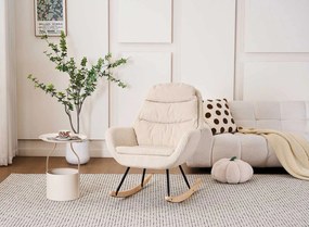Hojdacie kreslo, relaxačné kreslo s poťahom z menčestru, béžové