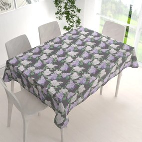 Biante Bavlnený obdĺžnikový obrus Sandra SA-384 Kvety orgovánu na sivom 120x180 cm