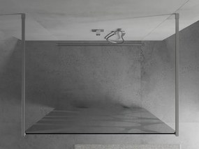 Mexen Kioto, priechodná sprchová zástena 100 x 200 cm, 8mm sklo číre/biely vzor, 2x chrómová stabilizačná rozpera, 800-100-002-01-97