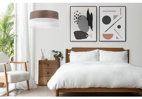 Závesné svietidlo Wood, 1x hnedá orechová dýha/biele PVC tienidlo, (fi 40cm)