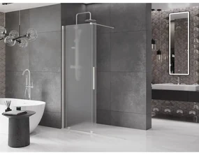 Mexen Velar, sprchová zástena s posuvnými dverami Walk-in 150 x 200 cm, 8mm sklo námraza, brúsená oceľ, 871-150-000-33-97
