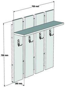 Antracitovosivý/v prírodnej farbe nástenný vešiak v dekore orecha s poličkou Mita – Puqa Design