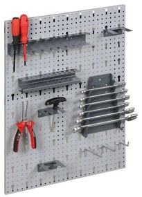 Závesný panel na náradie HOBBY III vrátane 22 ks háčikov a držiakov, 595 x 395 x 25 mm