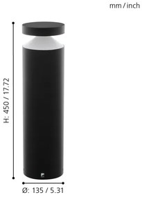 Eglo 97632 - LED Vonkajšia lampa MELZO LED/11W/230V čierna 450 mm
