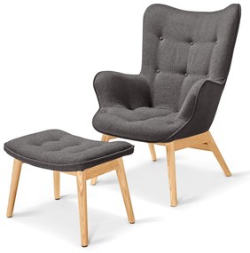 Samostatné kreslo s podnožkou, tmavosivé