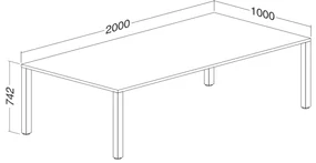 Konferenčný stôl ProOffice 100 x 200 x 74,2 cm, biela